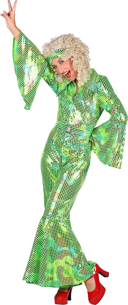 Catsuit disco dame groen | Maat M